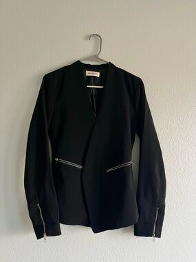 NAANAA Black Women's Blazer with Gold Zip Details